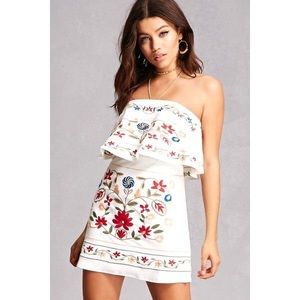 White Flower Embroidered Dress